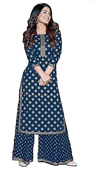 Foil Printed Kurta With Palazzo Set